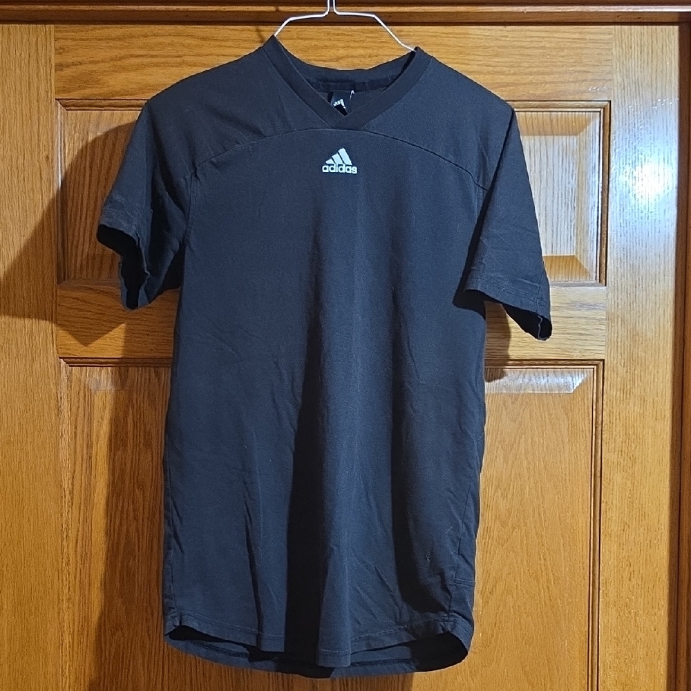 Adidas Black Short-Sleeve Athletic Tee with Logo Men's Size S